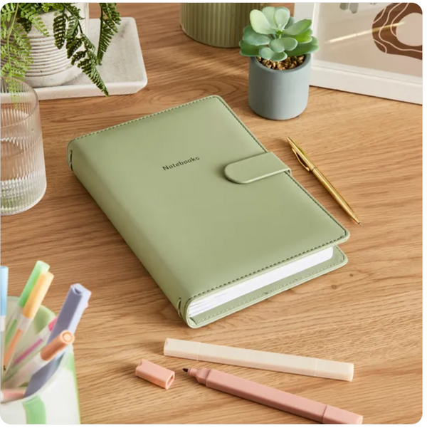Waters & Noble PU A5 Refillable Organiser - Sage Green