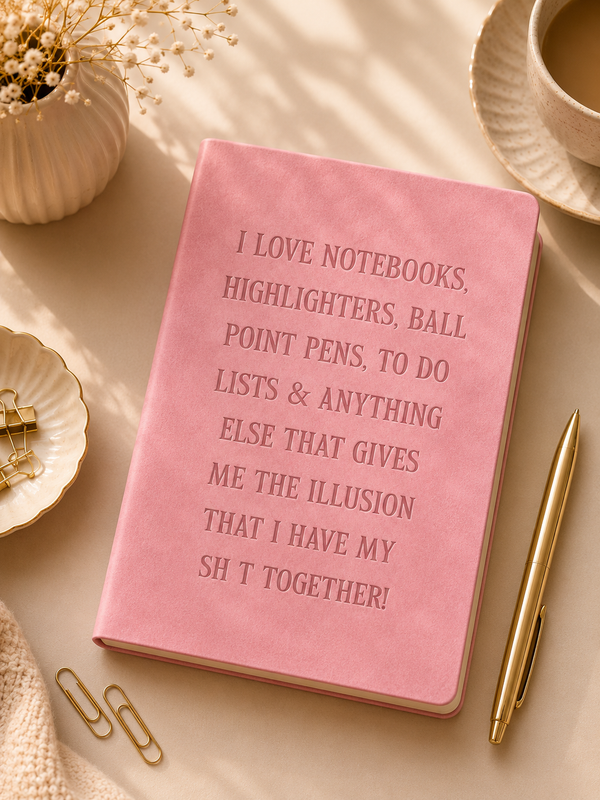 I Love Notebooks, Highlighters & To-Do Lists – A5 Soft-Touch Faux Leather Notebook