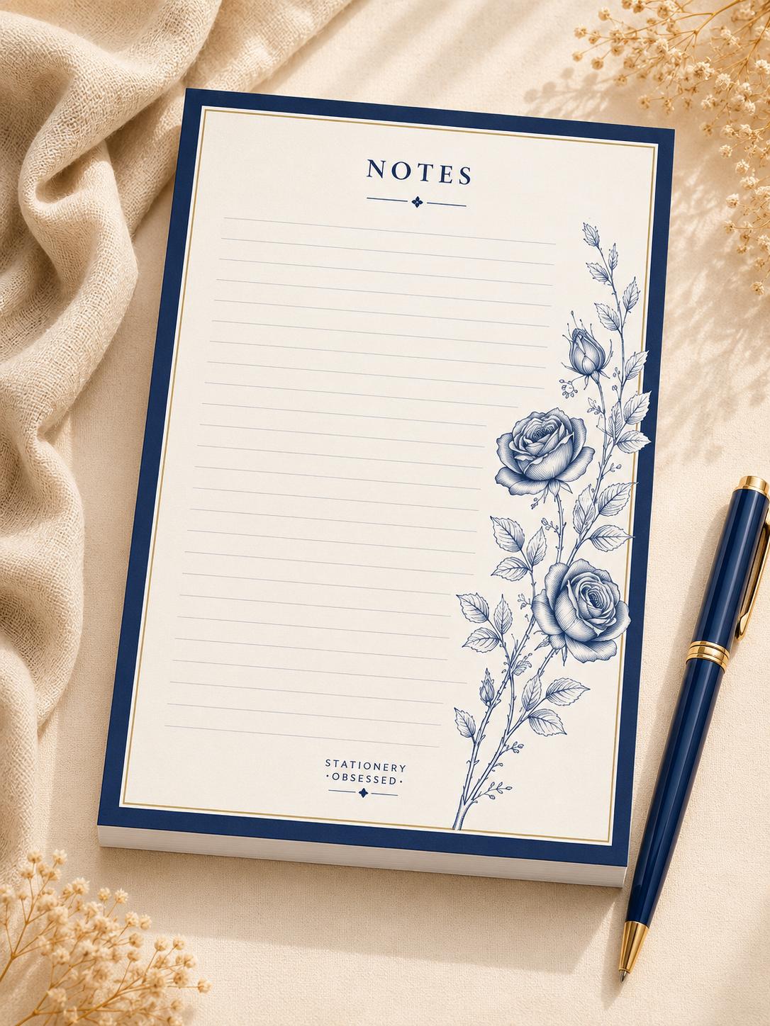 Blue Rose Memo Pad