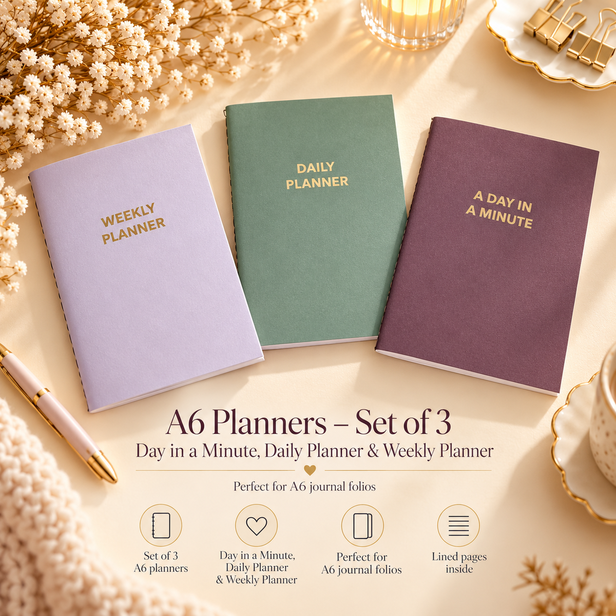 A6 Journal Planner Collection – Set of 3