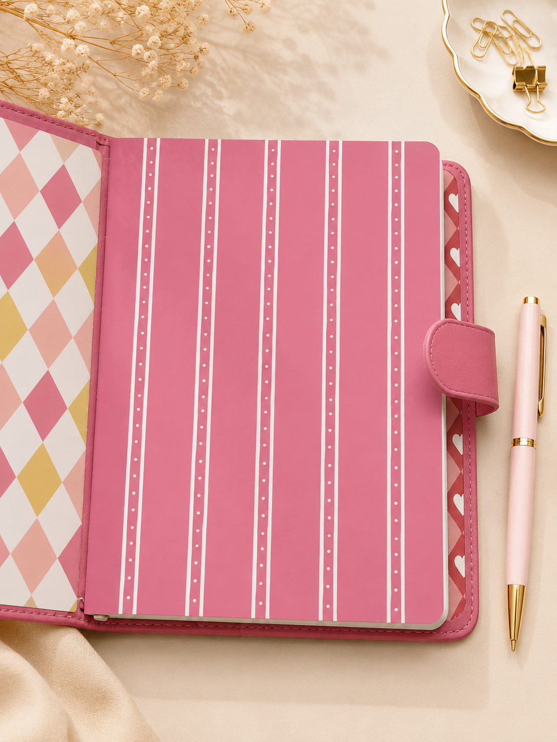 Waters & Noble PU A5 Refillable Organiser - Pink