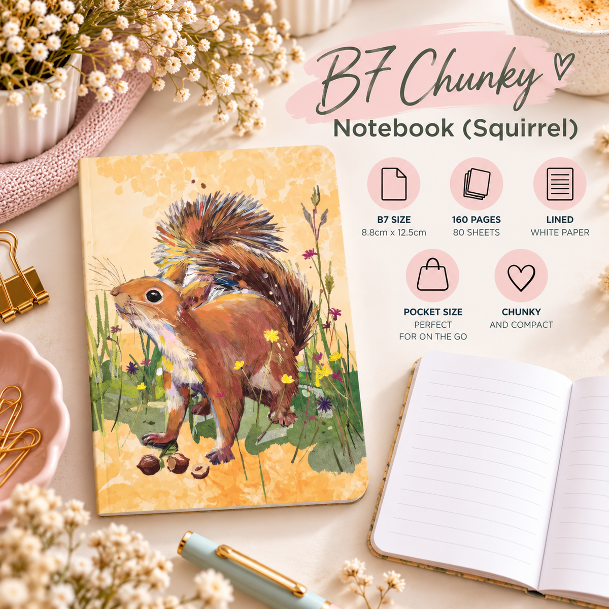 B7 Chunky Squirrel Pocket Notebook