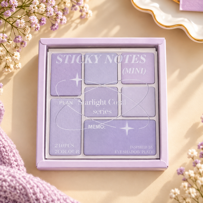 Starlight Coral Mini Sticky Notes Set – 210 Pieces | 7 Colours