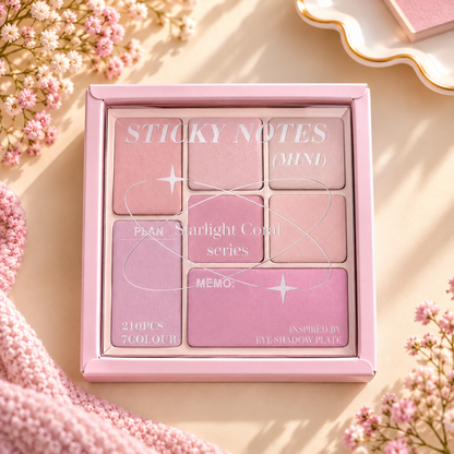 Starlight Coral Mini Sticky Notes Set – 210 Pieces | 7 Colours