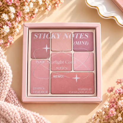 Starlight Coral Mini Sticky Notes Set – 210 Pieces | 7 Colours