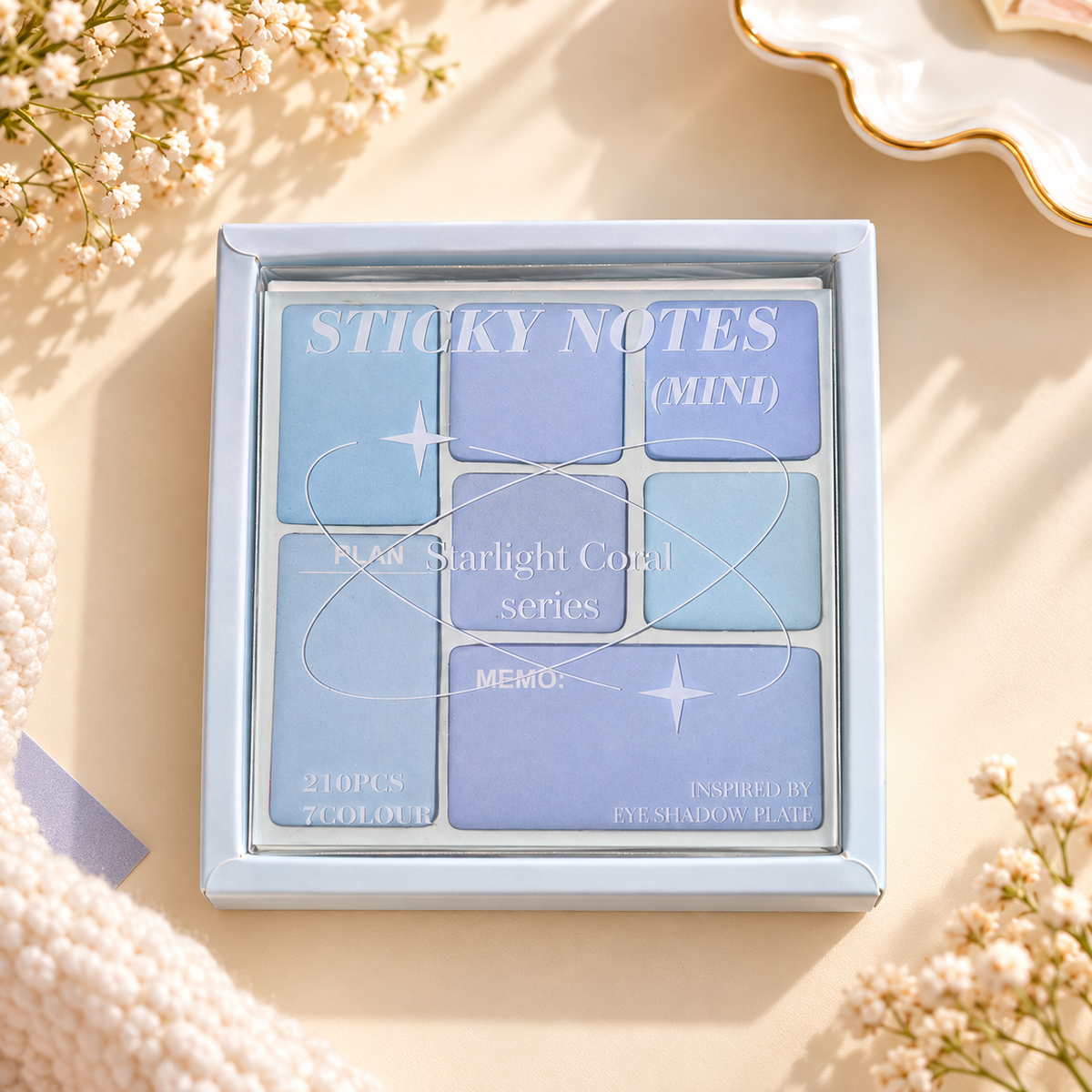 Starlight Coral Mini Sticky Notes Set – 210 Pieces | 7 Colours