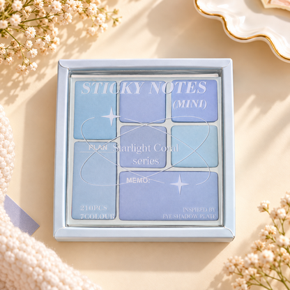 Starlight Coral Mini Sticky Notes Set – 210 Pieces | 7 Colours