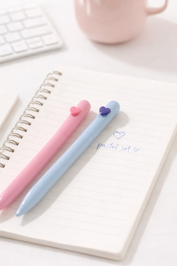 Pastel Heart Motif Pen Set (10 Pack)