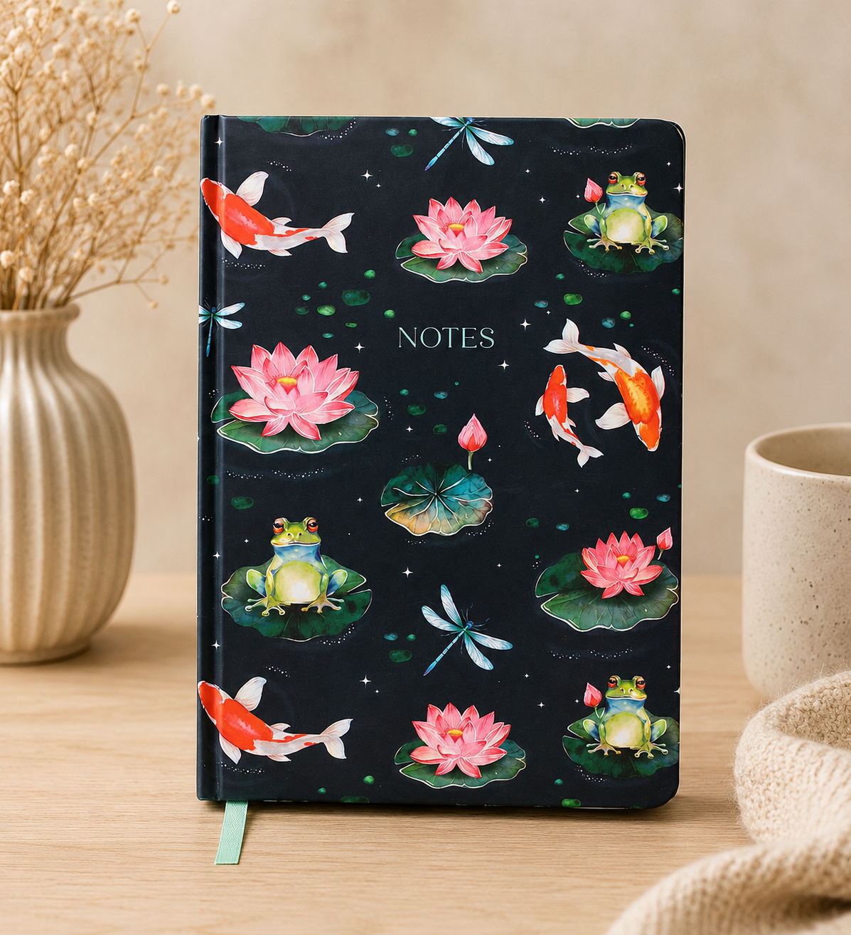 Pond Print A5 Notebook – Gold Edged