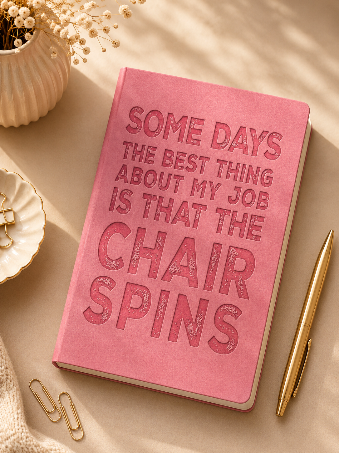 Some Days the Best Thing About My Job Is That the Chair Spins – A5 Soft-Touch Faux Leather Notebook