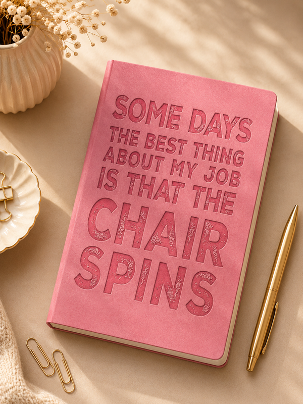 Some Days the Best Thing About My Job Is That the Chair Spins – A5 Soft-Touch Faux Leather Notebook