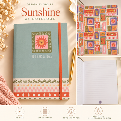 Design by Violet Sunshine A5 Lined Notebook – 100gsm