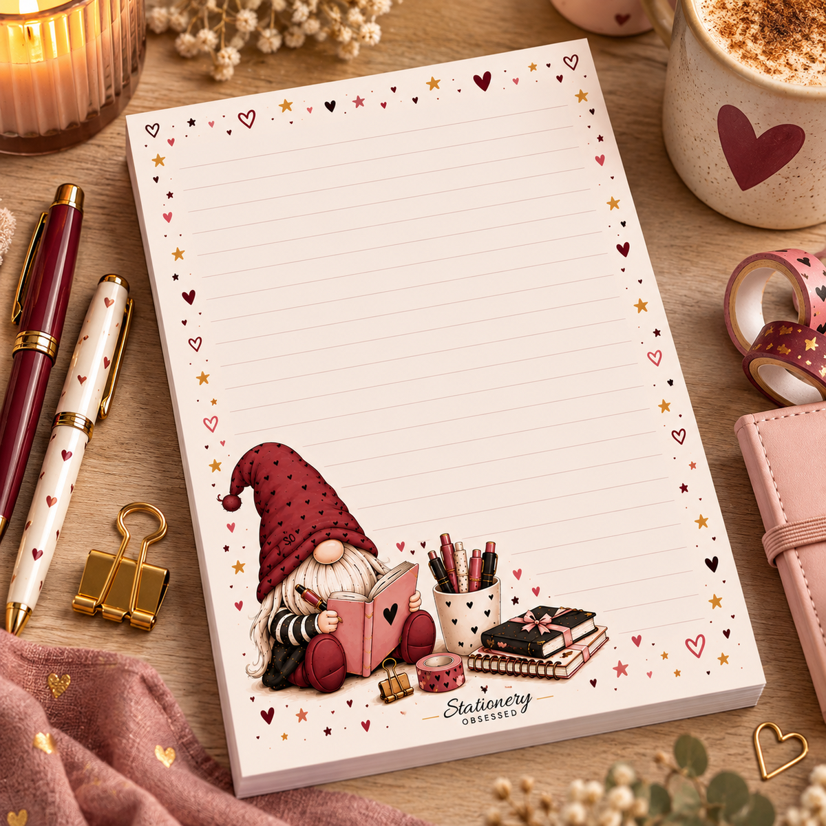 Burgundy Gonk Memo Pad
