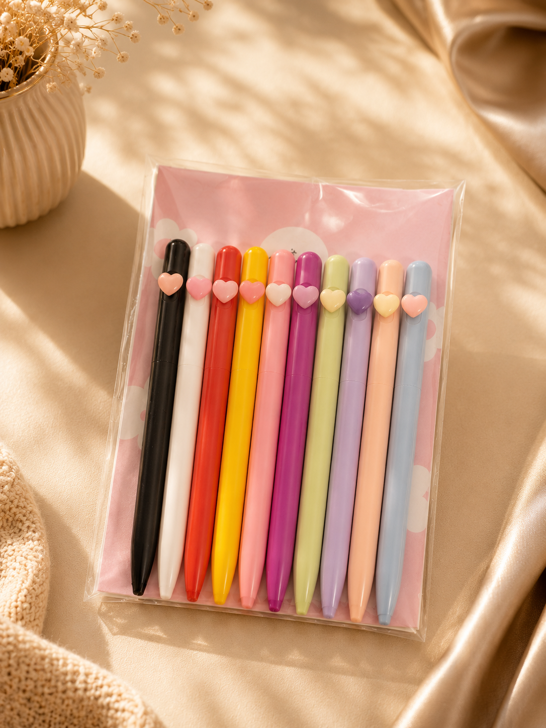Pastel Heart Motif Pen Set (10 Pack)