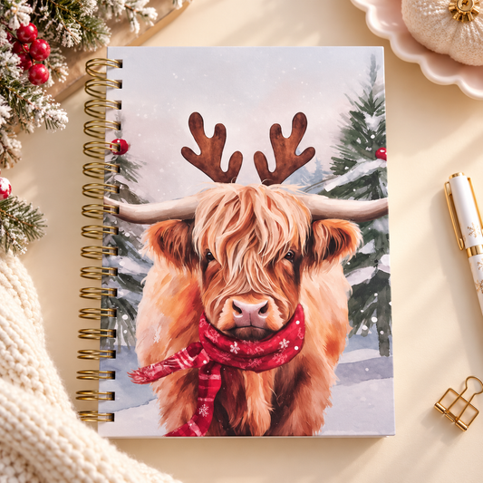 Christmas Highland Cow – B5 Chunky Spiral Notebook