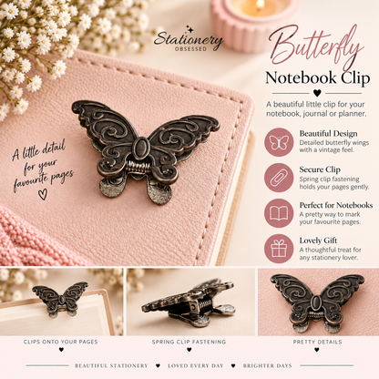 Small Butterfly Metal Notebook & Journal Clip