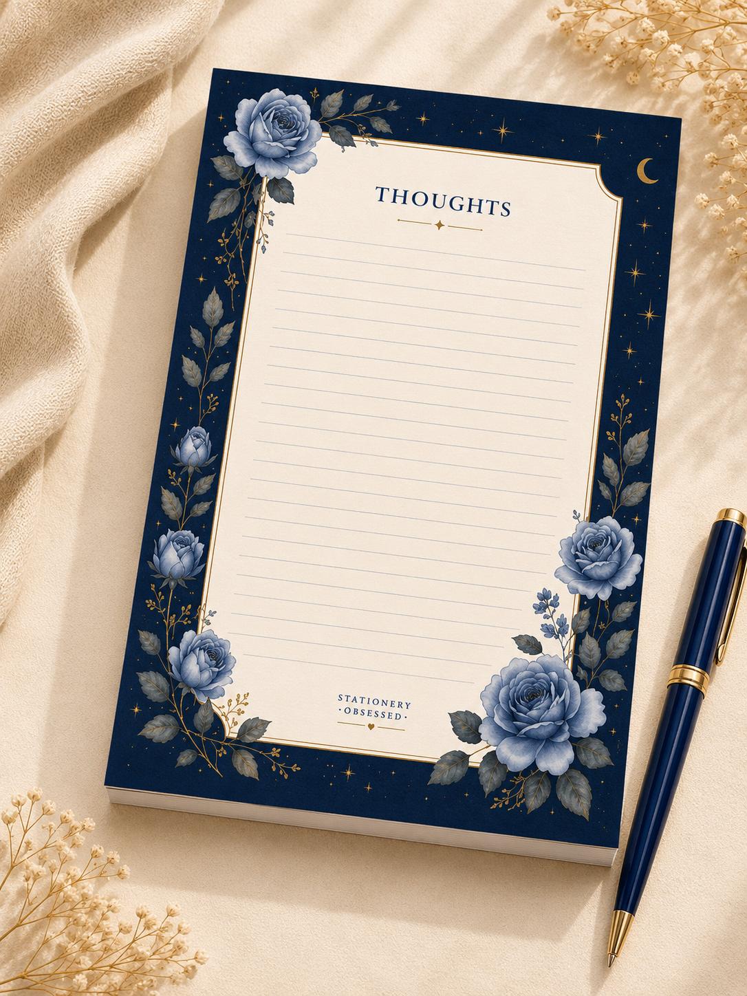 Midnight Blue Rose Memo Pad