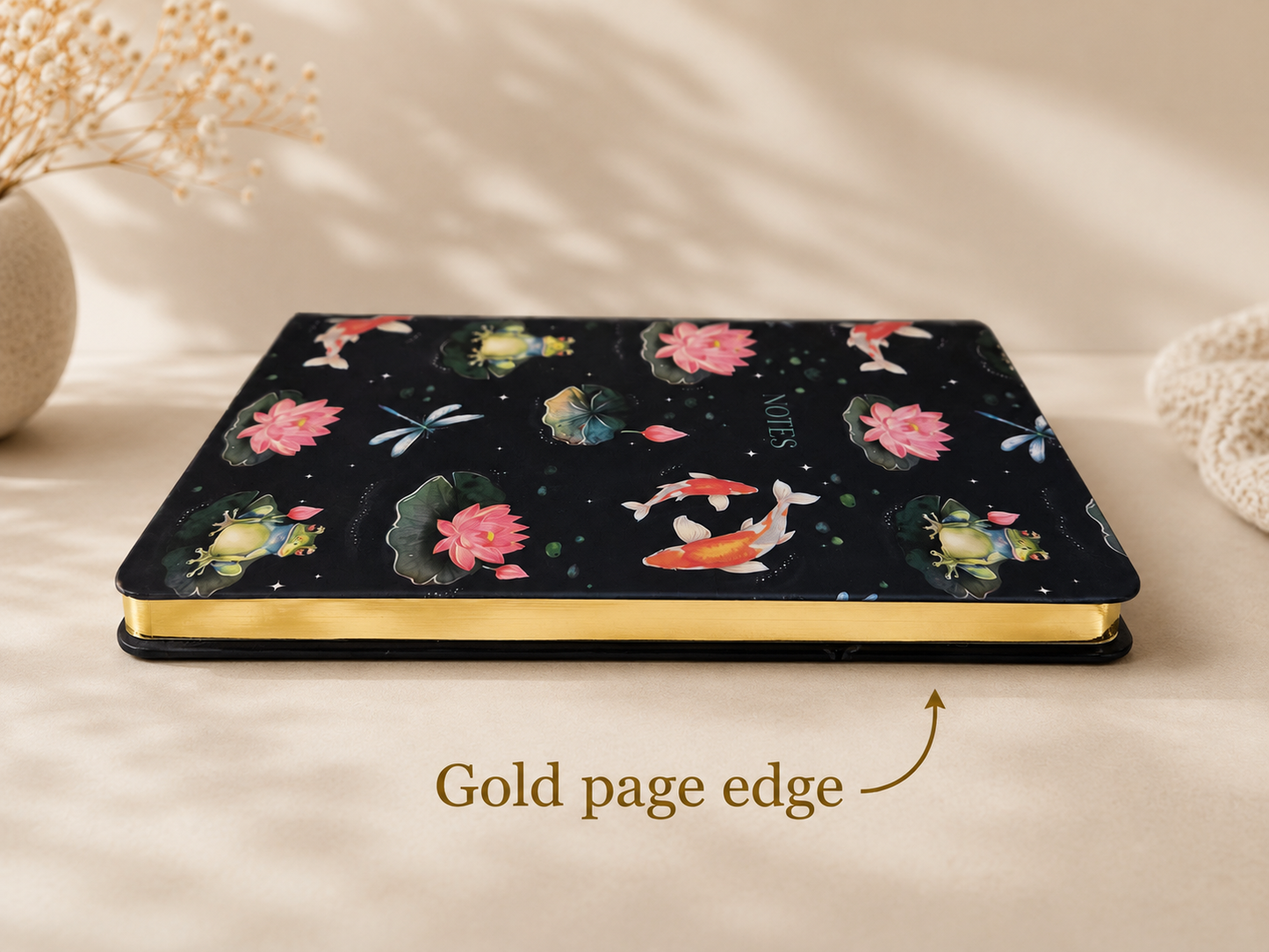 Pond Print A5 Notebook – Gold Edged