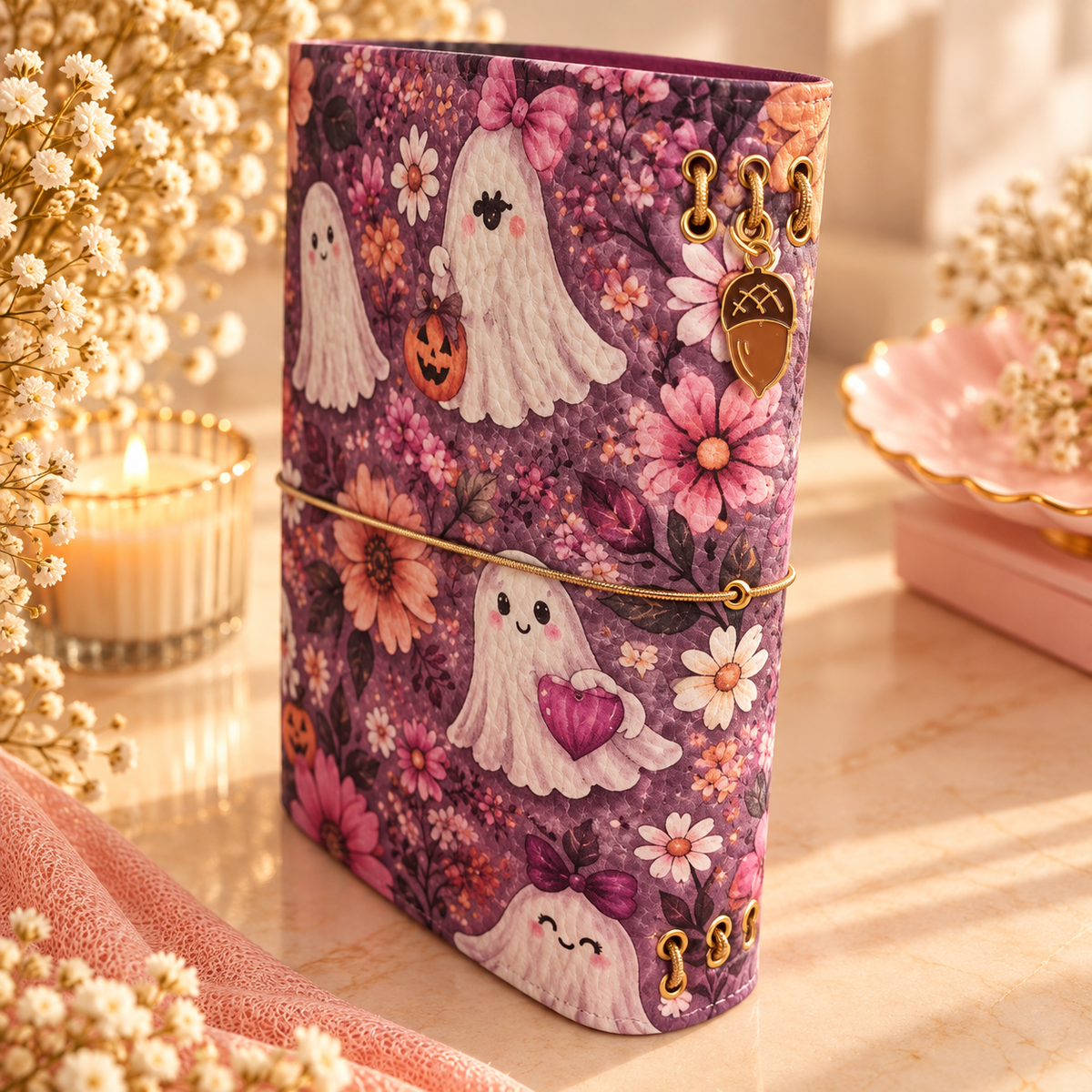 Pretty Spooky A6 Leather Journal Folio. One of one. Designed by Rae.