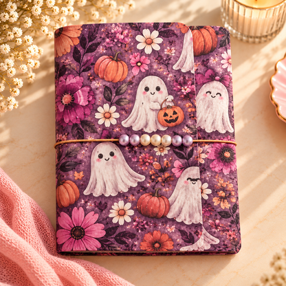 Pretty Spooky A6 Leather Journal Folio. One of one. Designed by Rae.