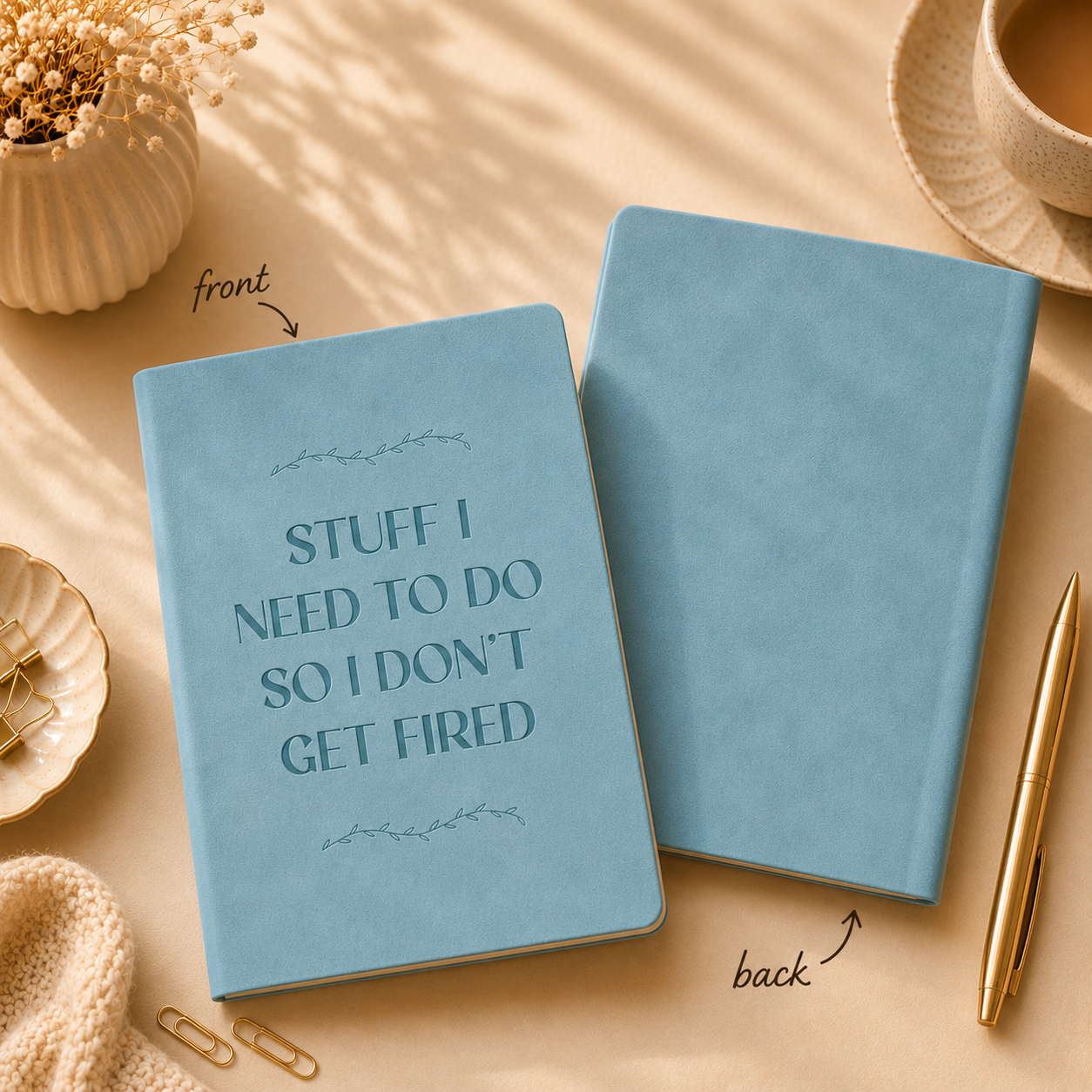 Stuff I Need To Do So I Don’t Get Fired – A5 Soft-Touch Faux Leather Notebook