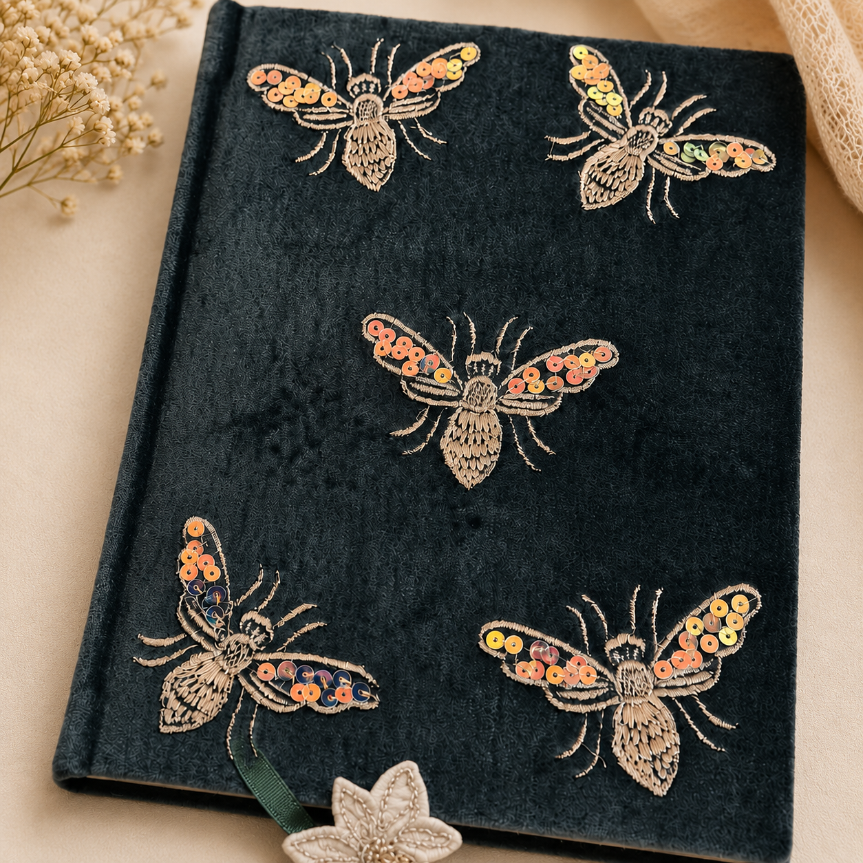 Velvet Bee Notebook cover detail